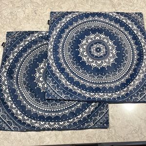 Dark Blue Pillow Covers Medallion
